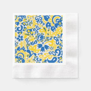 Folklore-Muster mit ukrainischen Flaggenfarben Serviette