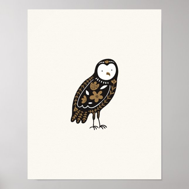 Folklore Owl Kinderzimmer Print Bird Poster (Vorne)