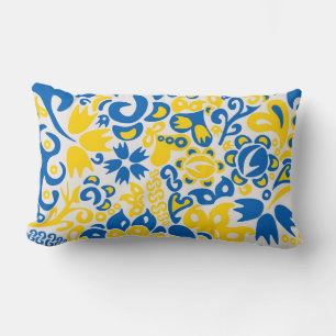 Folklore pattern with Ukraan flag colors Lendenkissen