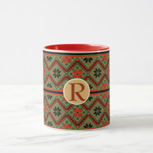 Folklore-Tasse Personalisiert Monogram RED GREEN G Tasse