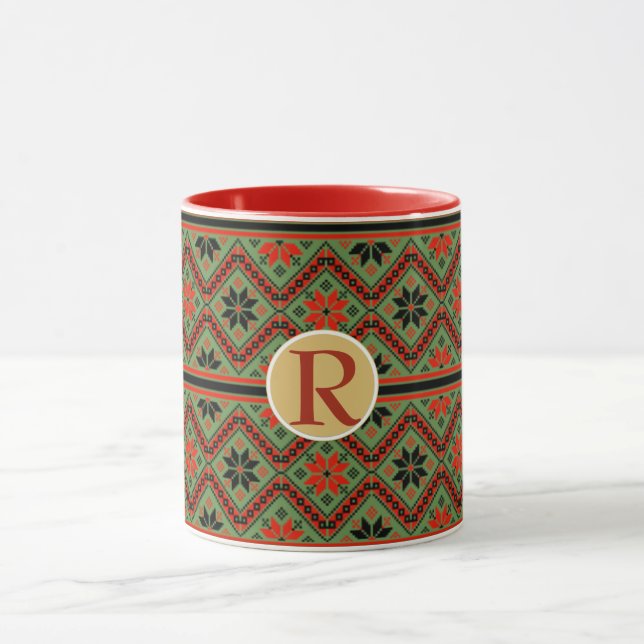 Folklore-Tasse Personalisiert Monogram RED GREEN G Tasse (Zentrum)