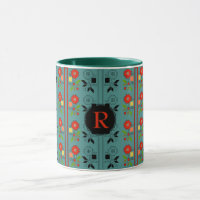 Folklore-Tasse Personalisiert Monogram Türkis Xmas