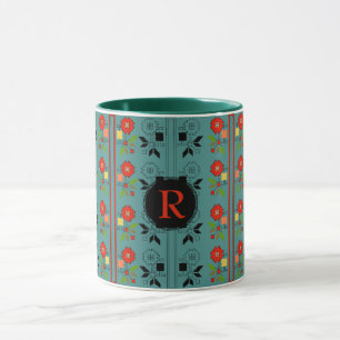 Folklore-Tasse Personalisiert Monogram Türkis Xmas Tasse