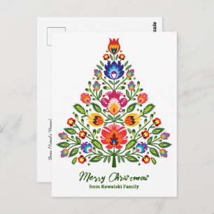 Folklore-Verzauberung: Ein Lowicz-inspiriertes Wei Postkarte