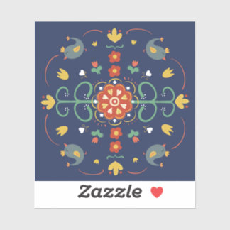 Folklorekunst auf blau aufkleber