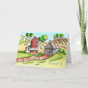 Folklorekunst Landschaft Wasserfarbe Printmedien Karte