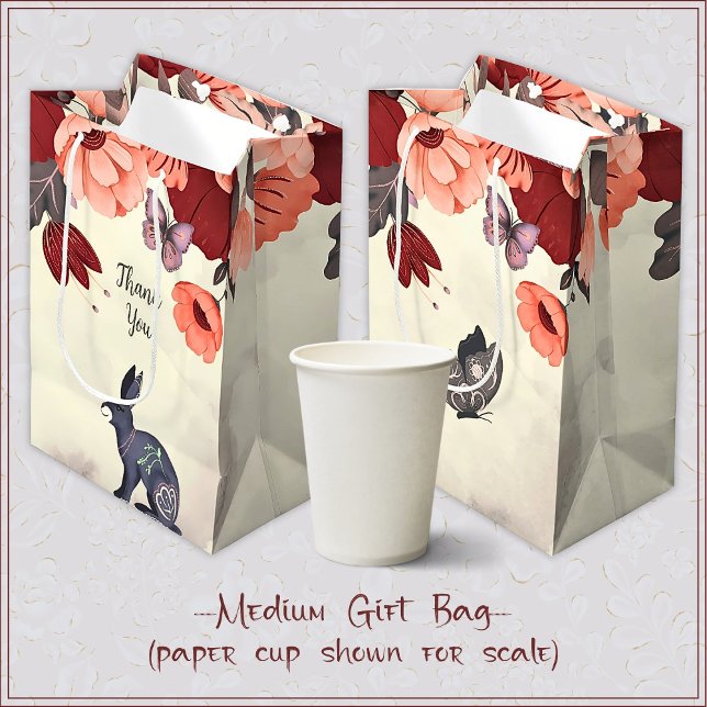 Folklorekunsthasen Butterfly Floral Medium Geschen Mittlere Geschenktüte (Von Creator hochgeladen)