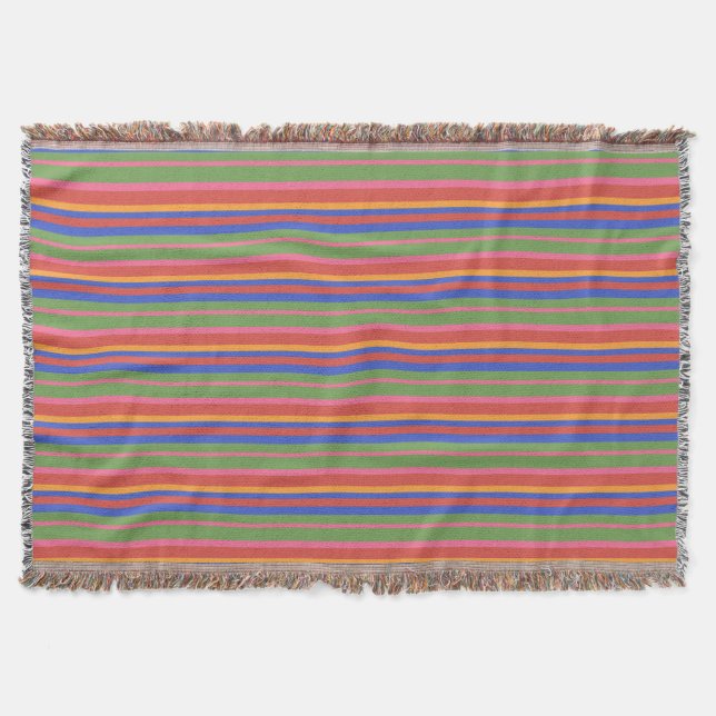 Folklorekunstkollektion Fein gestreiftes Kreidebla Decke (Vorderseite)