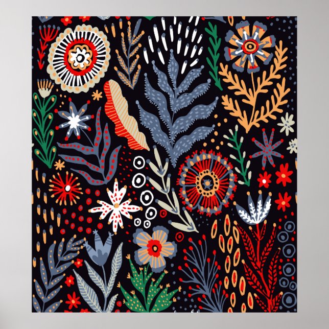 Folkloremuster, nahtlose Textilkonstruktion mit he Poster (Vorne)