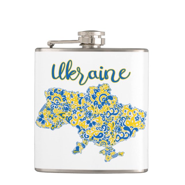 Folkloric pattern and Ukraine typography  Flachmann (Vorderseite)