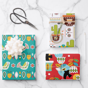 Folklorico Muster Set A Geschenkpapier Set