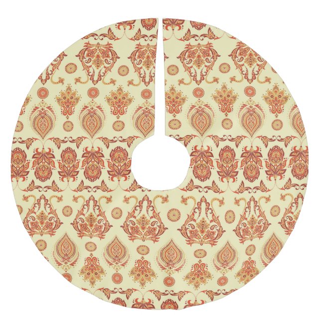 Folklorisches Batik florales ethnisches Muster Polyester Weihnachtsbaumdecke (Vorderseite)