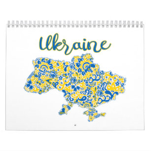 Folklorisches Muster und ukrainische Typografie  Kalender