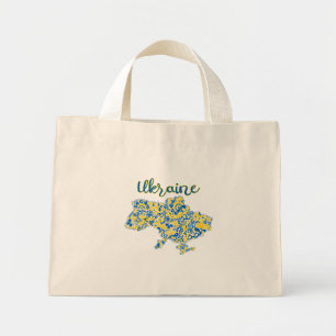 Folklorisches Muster und ukrainische Typografie Mini Stoffbeutel