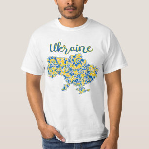 Folklorisches Muster und ukrainischer typografisch T-Shirt