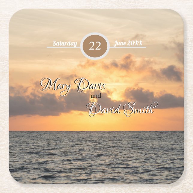 Folklostrandvormittag Hochzeitspapier-Untersetzer Rechteckiger Pappuntersetzer (Vorderseite)