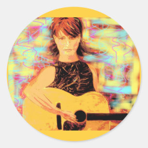 folksinger Mädchen Runder Aufkleber