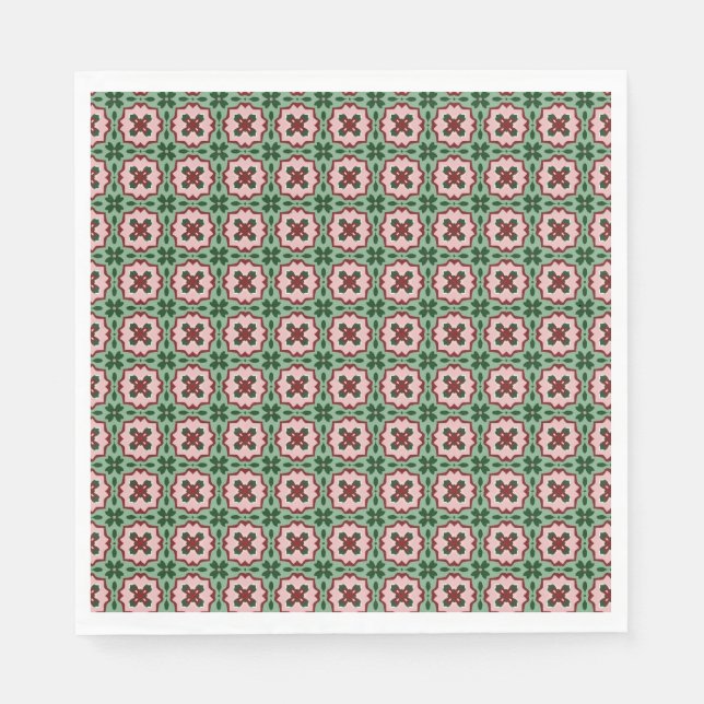 Folksy Bohemisch Eclectic Retro Weihnachtsmuster Serviette (Vorderseite)