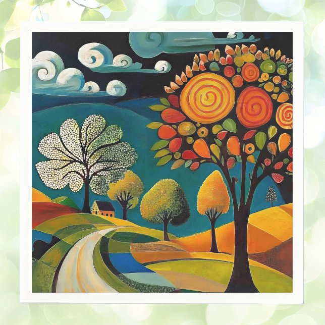 Folksy Country Scene Serviette (Von Creator hochgeladen)