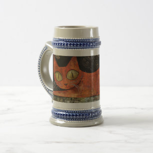 Folksy Orange Cat Bierglas
