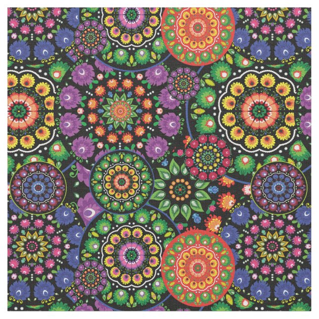 Folktische Blume - Mandalas Stoff (Nahaufnahme)