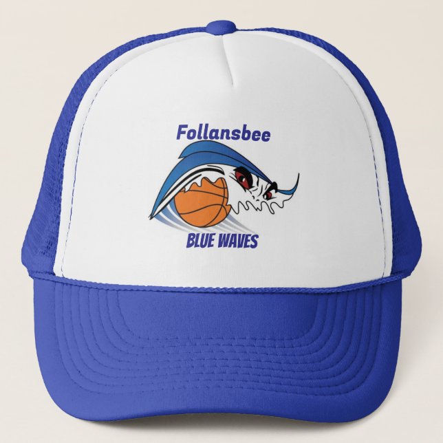 Follansbee Blue Waves Basketball Truckerkappe (Vorderseite)