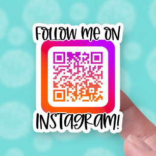 Follow Me on Instagram Cute QR Code Small Business Aufkleber