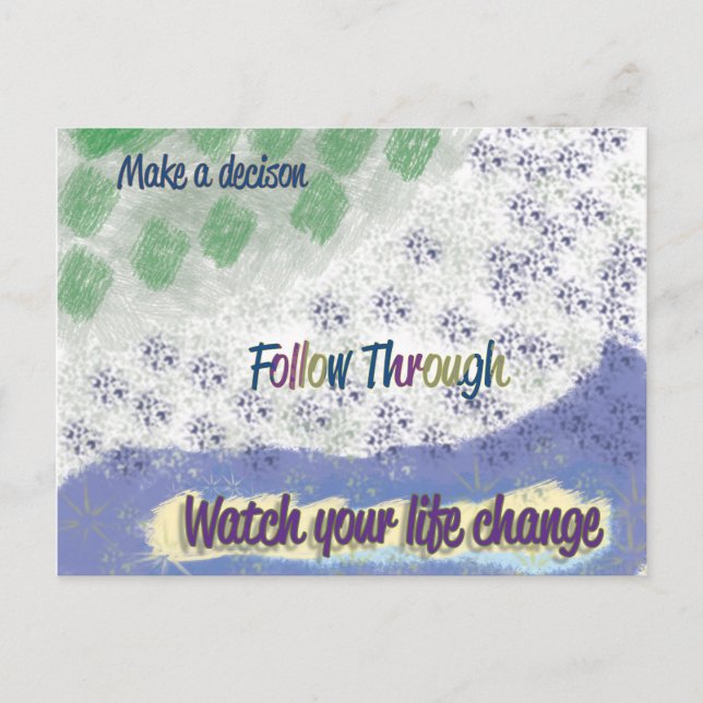 "Follow Through" inspirierende Postkarte (Vorderseite)
