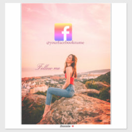 follow us facebook username social media photo  aufkleber