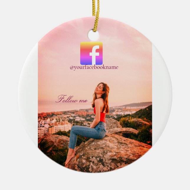 follow us facebook username social media photo  keramik ornament (Vorne)