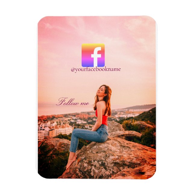 follow us facebook username social media photo  magnet (Vertikal)