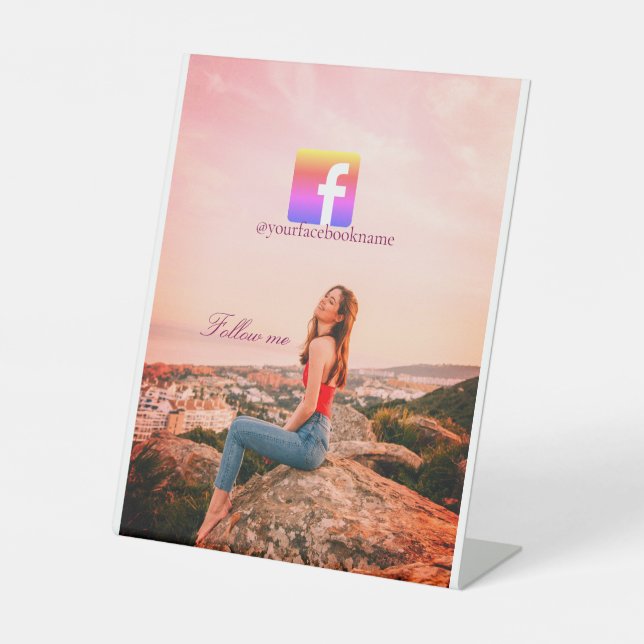 follow us facebook username social media photo  sockelschild (Vorderseite)