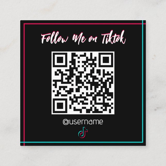 FollowMe Personal Social Media QR Code Card Quadratische Visitenkarte (Rückseite)