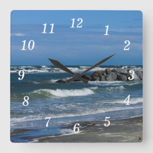Folly Beach Atlantic Quadratische Wanduhr