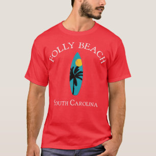 Folly Beach Charleston South olina Vintag Palm Su T-Shirt