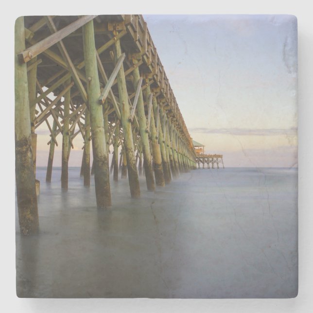 Folly Beach Pier Beauty Steinuntersetzer (Vorderseite)