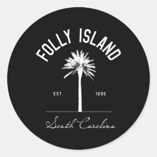 Folly Beach Sc Park Palm Tree Folly Island Runder Aufkleber