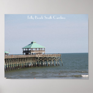 Folly Beach SC, Pier, Charleston, Fotografie Poster
