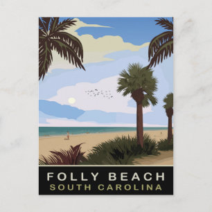 Folly Beach, South Carolina, Reise Postkarte
