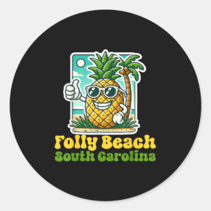 Folly Beach South Carolina Sc Süße Ananas Daumen h Runder Aufkleber