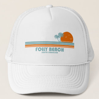 Folly Beach South Carolina Sun Palm Trees Truckerkappe