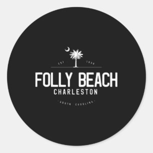 Folly Beach South Carolina Surfen Runder Aufkleber
