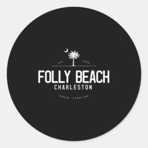 Folly Beach South Carolina Surfen Runder Aufkleber