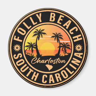 Folly Beach South Carolina Vintage Retro Sonnenunt Magnet