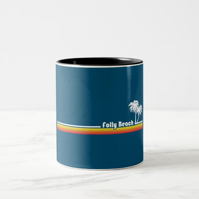 Folly Beach South Carolina Zweifarbige Tasse (Mittel)