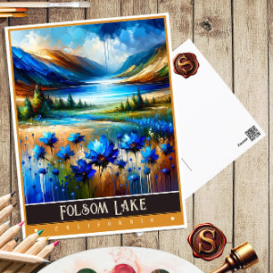 Folsom Lake, Kalifornien   Vintage-Gemälde Postkarte