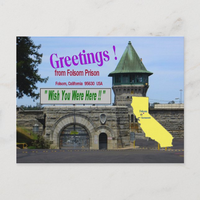 Folsom Prison "Wish You Were Here" Postkarte (Vorderseite)