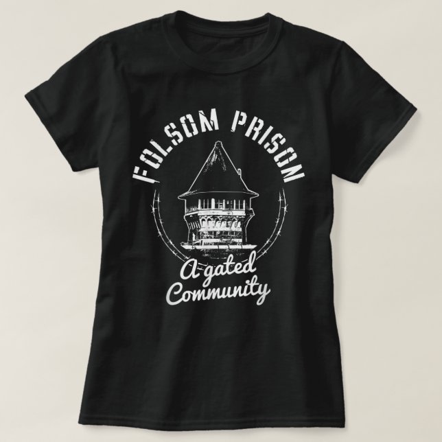 Folsom Staat Gefängnis Staat Richtige Karte T-Shirt (Design vorne)