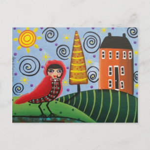 FOLT ART Red Bird by LORI EVERETT Postkarte