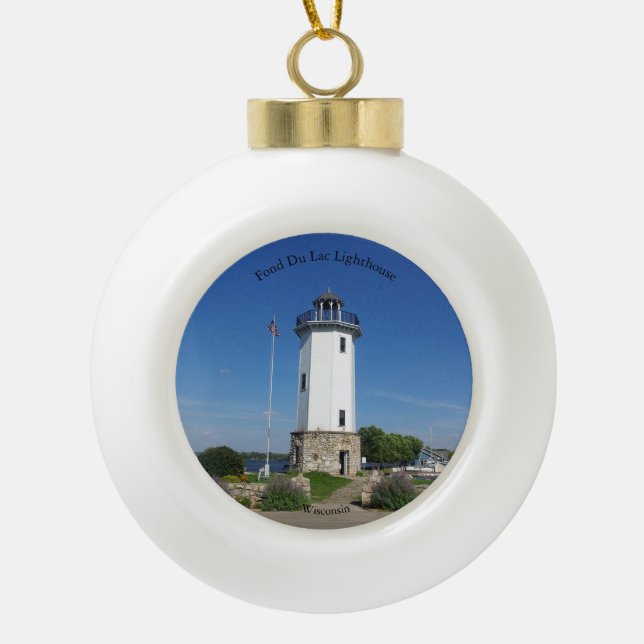 Fond Du Lac Lighthouse Keramik Kugel-Ornament (Vorderseite)